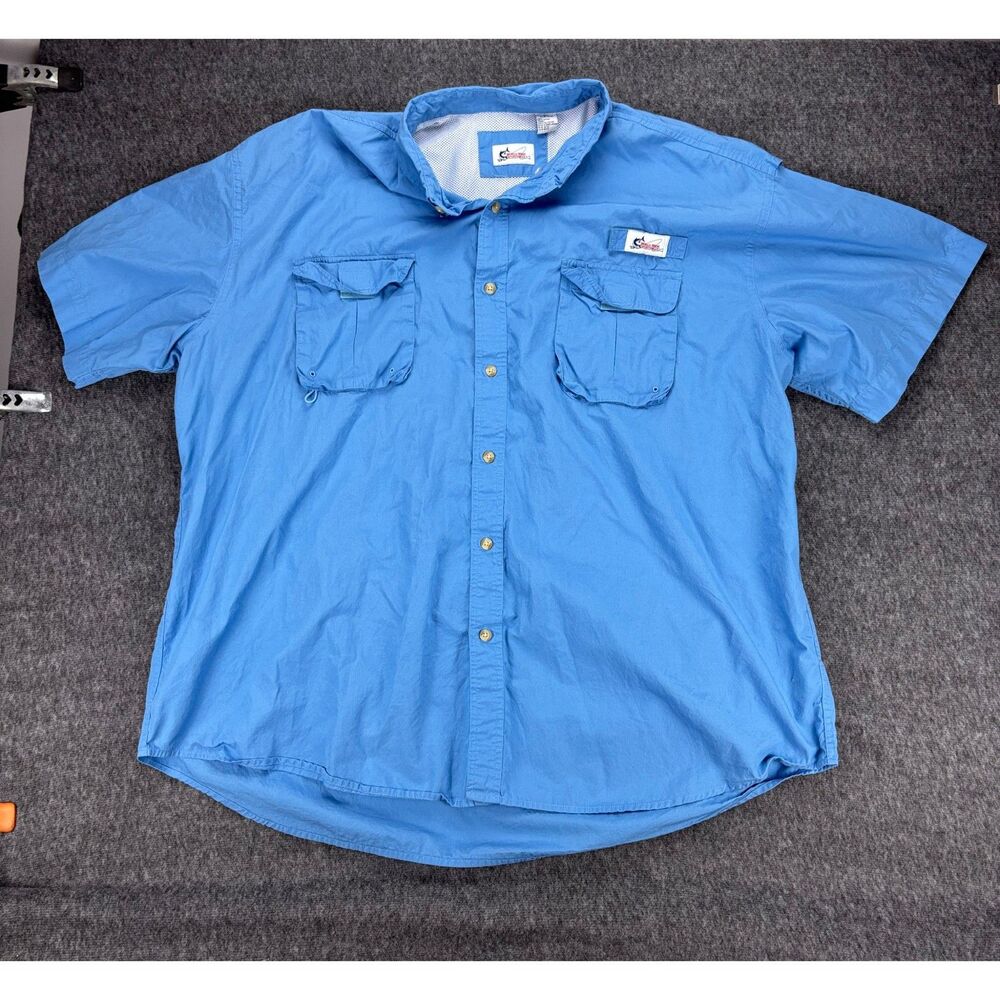 World Wide Sportsman Fishing Shirt Men's 4XL Blue Vented Short Sleeve Cotton